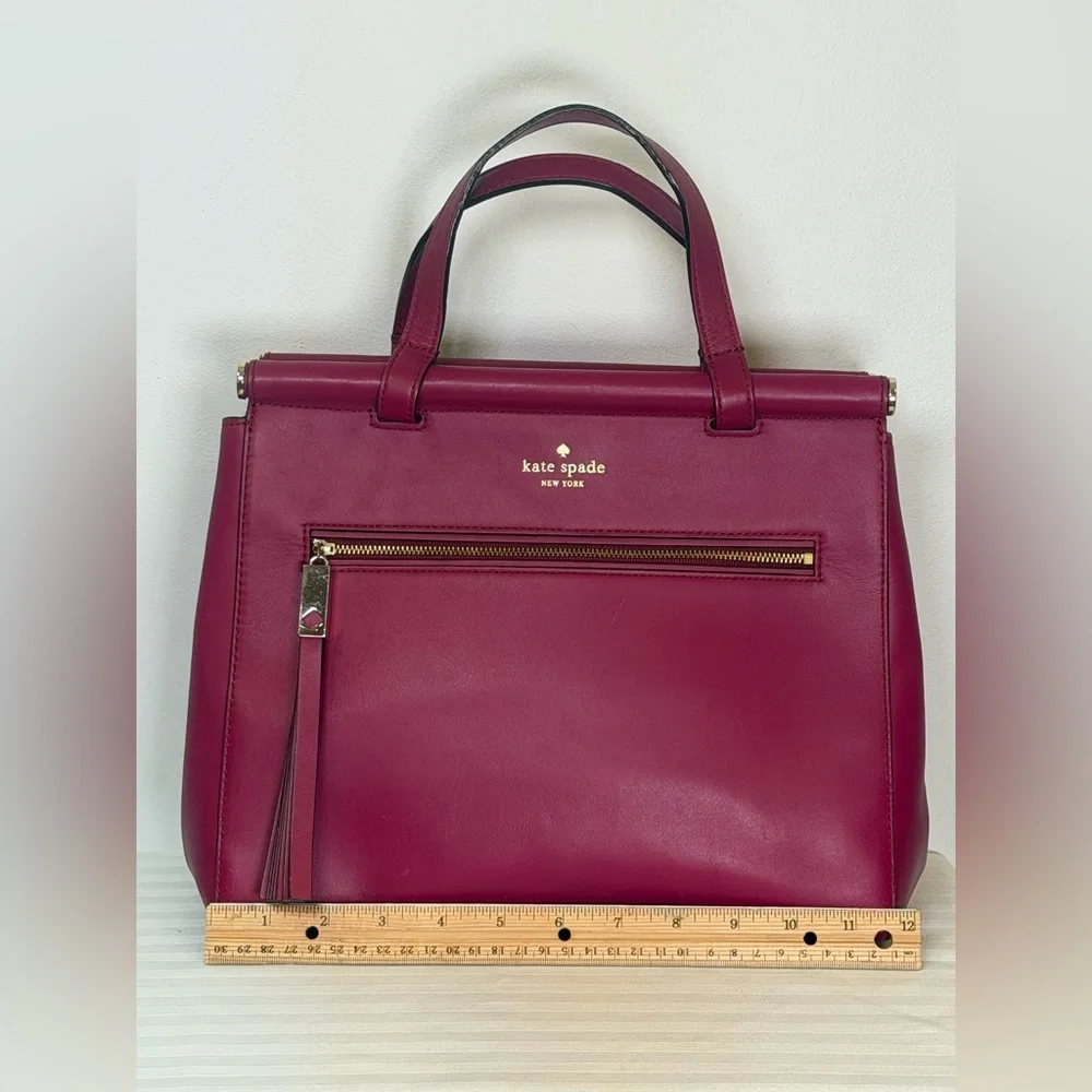 Kate Spade New York | Small ‘Cherise’ Royal Place Satchel Red Plum Leather